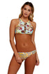 Vibrant Print Strappy Crop Top 2pcs Bathing Suit